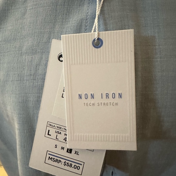 Denim & Flower Blue Casual Button Down Shirt No Iron - Picture 4 of 5